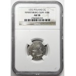 Sigismund III. Wasa, Trojak 1592, Malbork, NGC AU 58