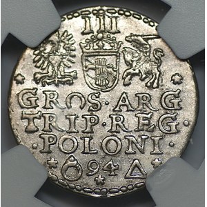 Sigismund III Vasa, 1594 Trojak, Malbork, NGC AU 58