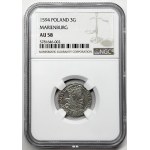 Sigismund III Vasa, 1594 Trojak, Malbork, NGC AU 58