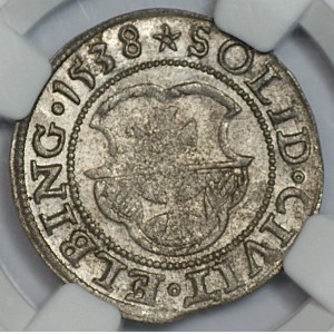 Sigismund I the Old, 1538 shilling, Elbląg, NGC AU 58