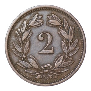 Switzerland, 2 rappen, 1879