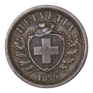Switzerland, 2 rappen, 1879