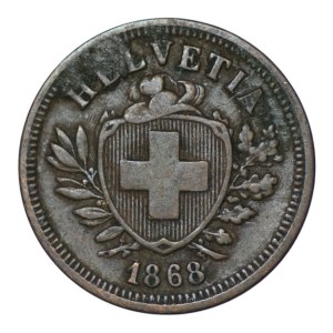 Switzerland, 1 rappen, 1868