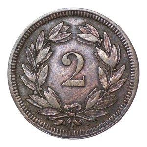 Switzerland, 2 rappen, 1851