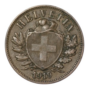 Switzerland, 2 rappen, 1919