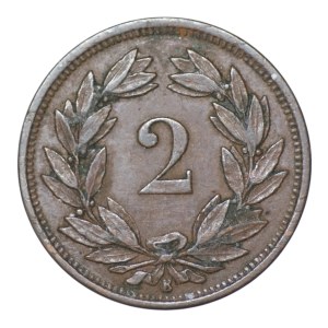 Switzerland, 2 rappen, 1866