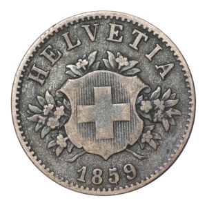 Švajčiarsko, 20 rappenov, 1859