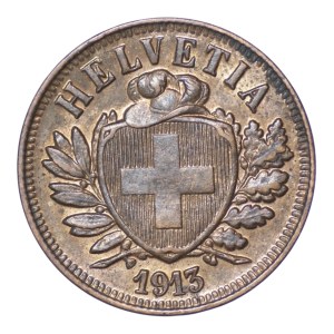 Suisse, 2 rappen, 1913
