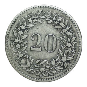 Switzerland, 20 rappen, 1850
