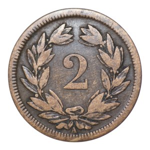Switzerland, 2 rappen, 1850