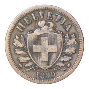 Switzerland, 2 rappen, 1850