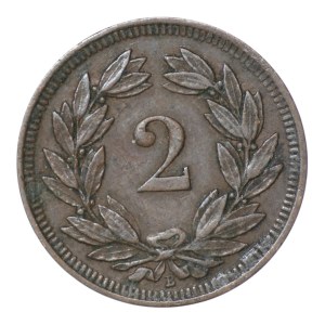 Switzerland, 2 rappen, 1893