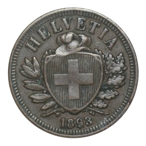 Switzerland, 2 rappen, 1893