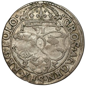 Sigismund III Vasa, six-real coin, 1623, Kraków — Date next to the coats of arms