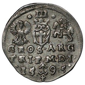 Sigismund III Vasa, 1595 Trojak, Vilnius—a re-struck coin