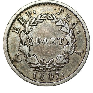 France, Napoleon I, 1/4 franc, 1807