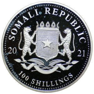 Somalia, 100 Schilling 2021, Elefant, 1 Unze