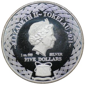 Tokelau, 5 Dollar 2021, Najeżka, 1 Unze
