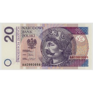 20 złotych 2012, seria AA 0980666