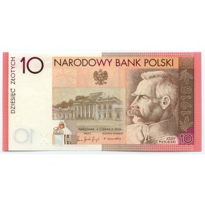 10 złotych 2008, Józef Piłsudski + folder emisyjny