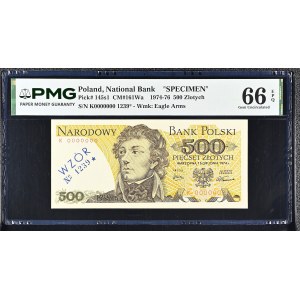 500 zlotých, 1974, séria K 0000000, vzor 1239*, PMG 66 EPQ