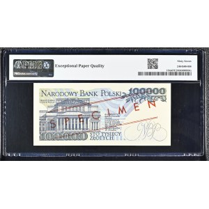 100,000 zlotys, 1990, Series A 0000000, No. 0581*, SPECIMEN, PMG 67 EPQ, 2nd highest grade