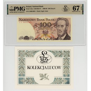 100 Złoty 1986, Serie LS, PMG 67 EPQ, Sammlung Lucow
