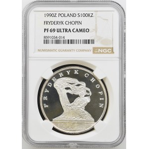 Mały Tryptyk, 100.000 złotych 1990, Fryderyk Chopin, NGC PF69 Ultra Cameo, 2-ga max nota