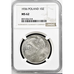 10 zlotych, 1936, Józef Piłsudski, NGC MS 62