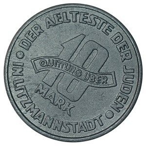 Łódź Ghetto, Litzmannstadt Ghetto, 10 marks, 1943, 30-degree twist