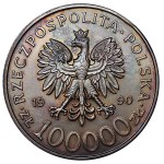 100,000 zlotys, 1990, Solidarity, Type A