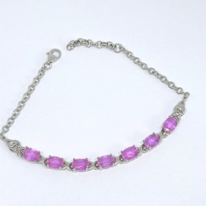 Silver bracelet with natural pink and white sapphires