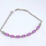 Silver bracelet with natural pink and white sapphires