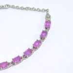 Silver bracelet with natural pink and white sapphires