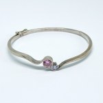 Silver oval bracelet with cubic zirconia