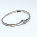 Silver oval bracelet with cubic zirconia