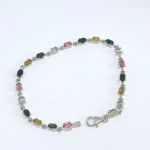 Silver bracelet with multiple natural stones