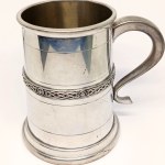 Sheffield English Pint Mug with a Celtic Design, Made of Pewter