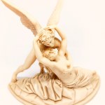 "Amor e Psiche" alabaster sculpture by A. Santini