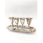 Silver-plated set of 4 goblets with a tray