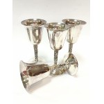 Silver-plated set of 4 goblets with a tray