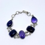 Silver bracelet with large amethysts