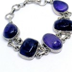 Silver bracelet with large amethysts