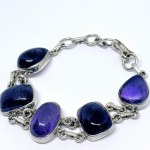 Silver bracelet with large amethysts