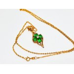 375/9K gold necklace with white and green stones