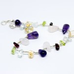 Silver bracelet with multiple natural stones