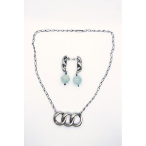 Orno set: nose ring and earrings with calcite, 800 silver