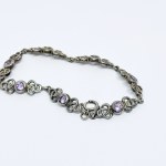 Silver Celtic bracelet with natural amethysts