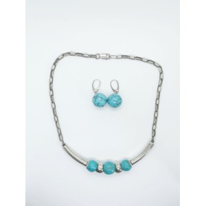 Silver set—necklace and earrings with gemstones, ORNAMENT (formerly ORNO), Warsaw