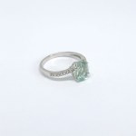 Silver ring with natural green and white sapphires